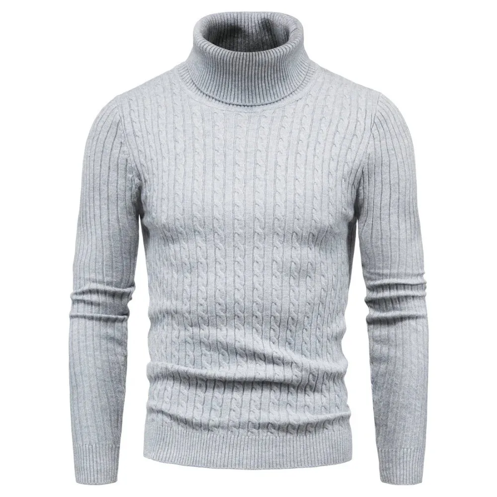 Herrtröjor Autumn och vinter Turtleneck Varm mode Fast färgtröja Herrtröja Slim Pullover Herrstickad tröja Bottomskjorta 231027