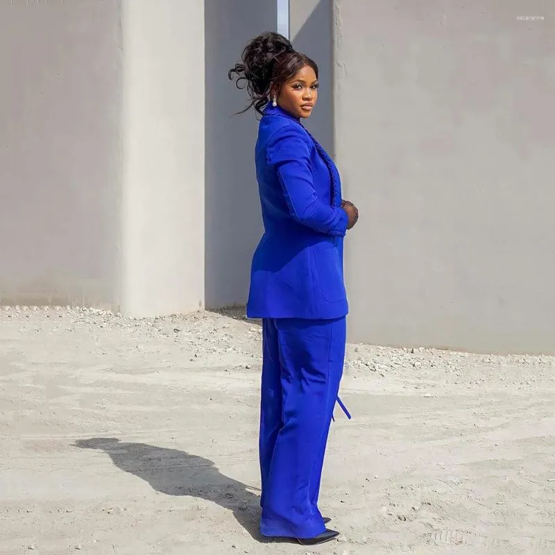 Royal Blue Womens Suit With Shawl Lapel Dress Jackets For Women