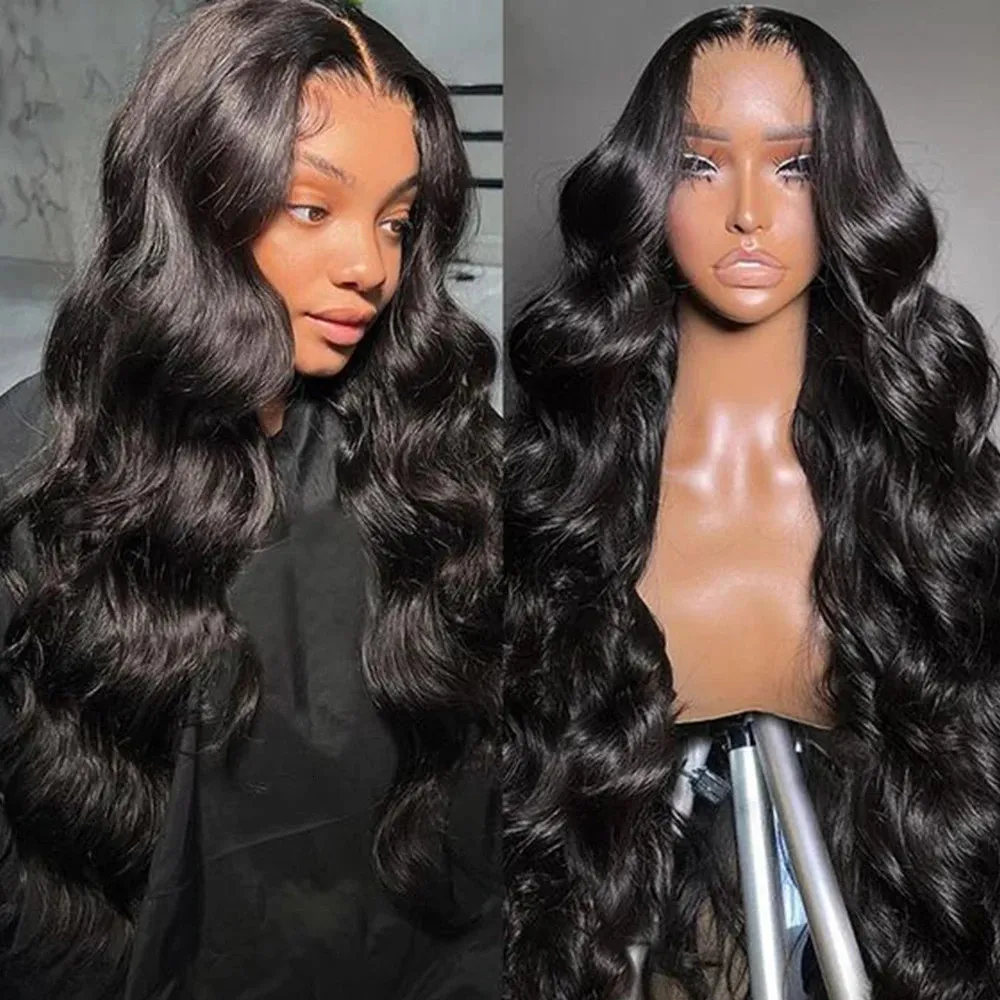 Perruques synthétiques Body Wave Lace Front Wig 13X4 Frontal 5x5 Closure pour femmes noires 30 pouces cheveux humains 231027