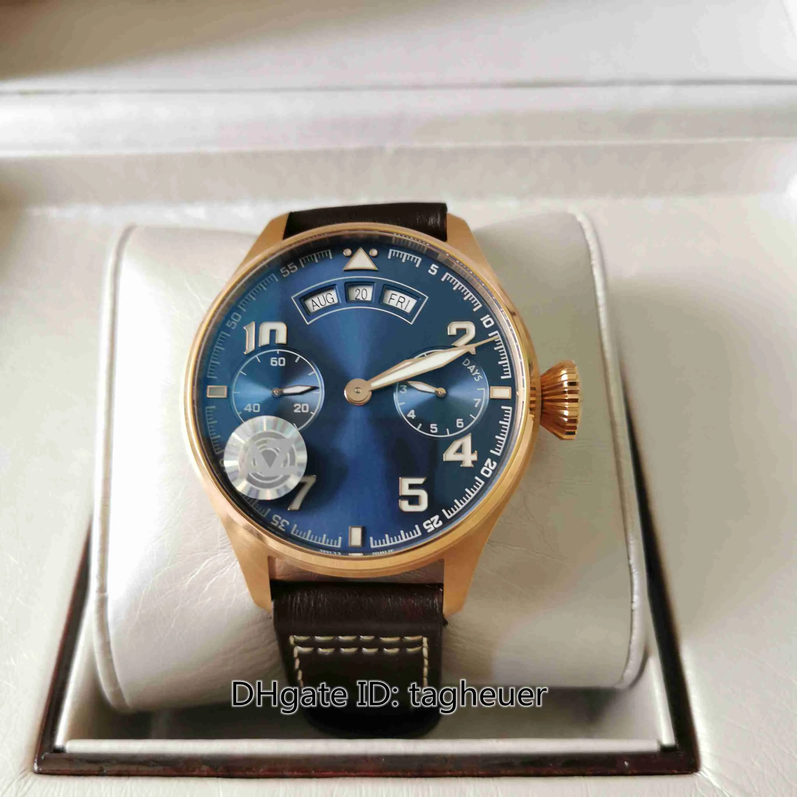 Pilot s IW502701 46mm Men s Chronograph Automatic Watch with 18k Rose Gold Case and Brown Leather Strap