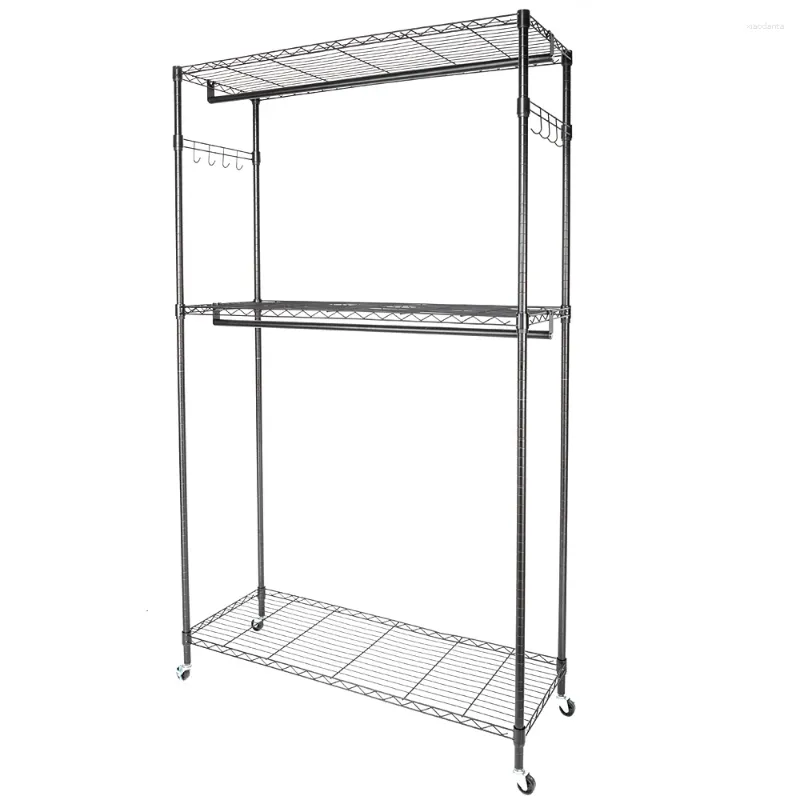 Appendiabiti Armadio a 2 Livelli Organizzatore Appendiabiti Appendiabiti Scaffale con Ganci 47,2 X 17,7 79 Pollici