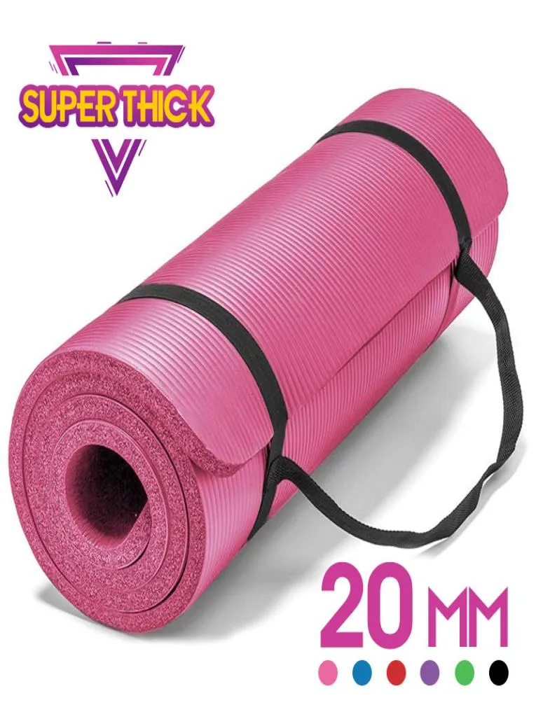 20mm yogamatta extra tjock 1830610mm nrb nonslip kudde matta för män kvinnor fitness smaklösa gym träning kuddar pilates yoga mats8699503