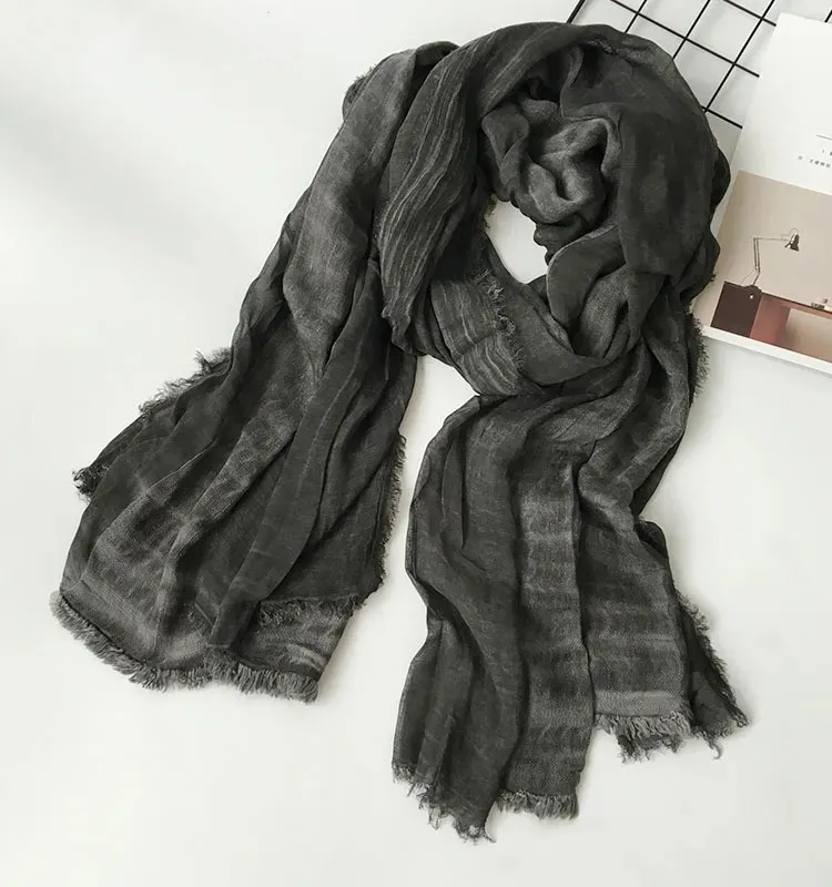 Shawls Japanese Unisex Style Winter Scarf Cotton And Linen Solider Color Long women's Scarves Shawl Fashion Men Scarf 231027