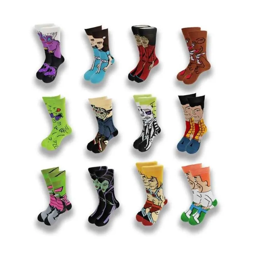 Men's Socks A Pair Of And Women's Creative Cartoon Anime Funny Keep Warm In Winter Movies Comfortable Happy Skateboard2798