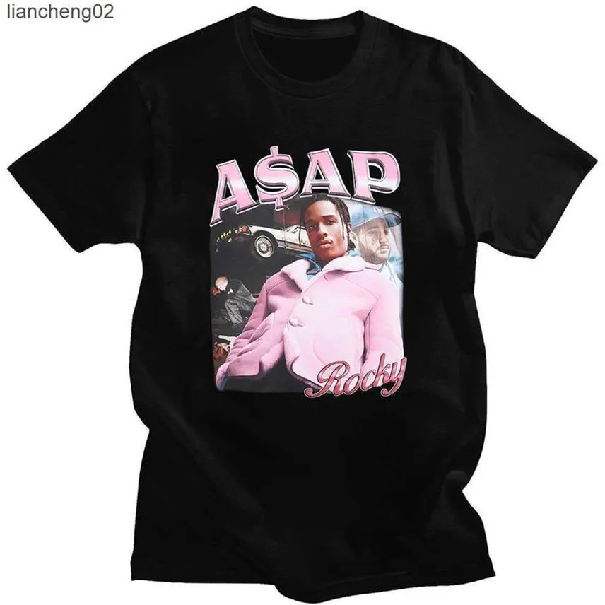 Camisetas para hombre Camisetas para hombre ASAP Rocky retrato gráfico estética camisetas Hip Hop algodón manga corta suelta pareja T2370