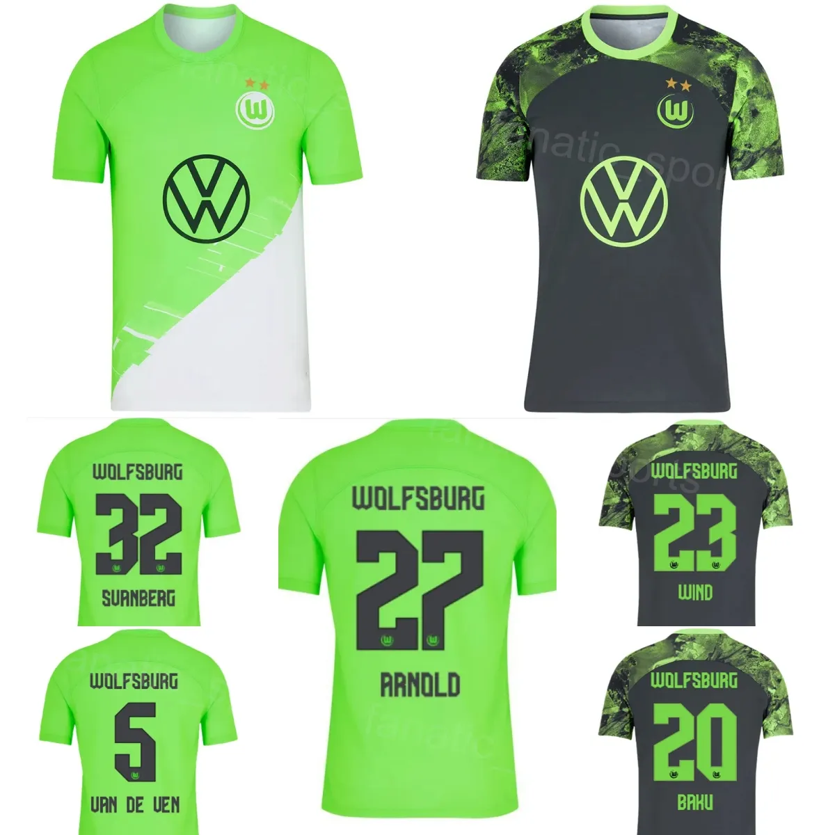 MENS 31 GERHARDT SOCCER JERSEY VFL WOLFSBURG 4 LACROIX 32 SVANBERG 19 Majer 20 Baku 27 Arnold 5 Zesiger 7 Cerny 23 Wind 21 Maehle 11 Zestawy do koszuli piłkarskiej Tomas 23/24 Club Club