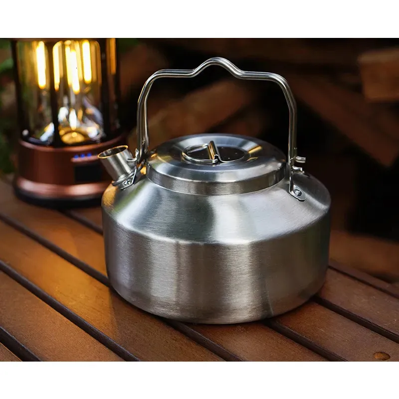 Durable 0.9L Camping Kettle - Stainless Steel Backpacking Tea Pot ...