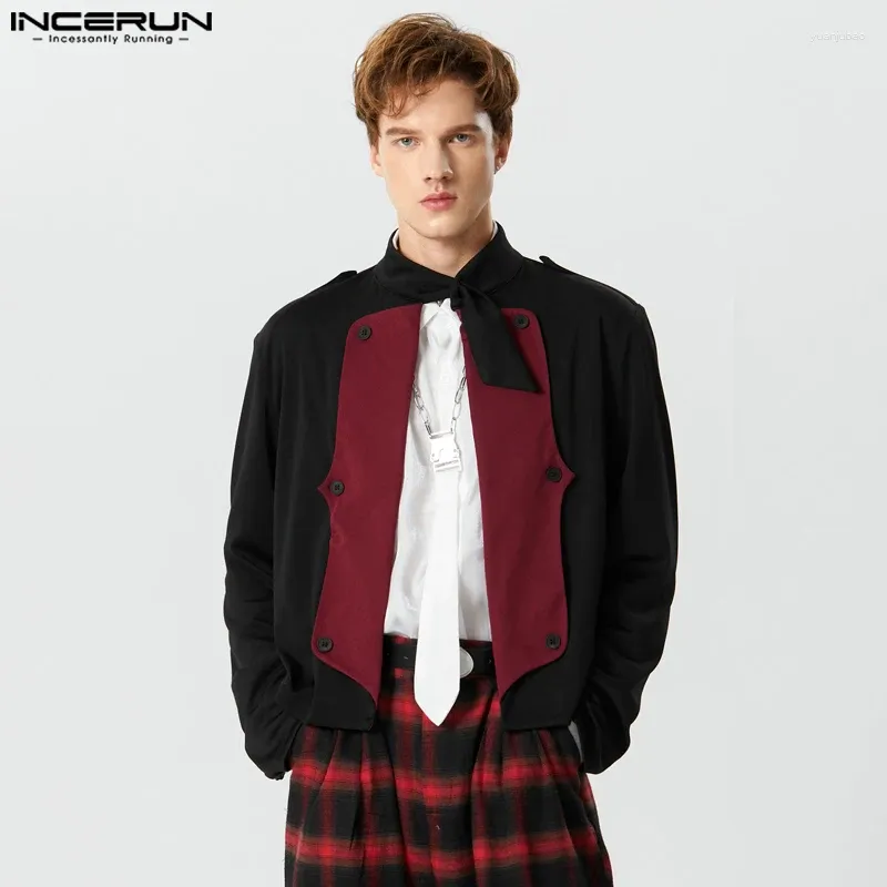 Men's Jackets INCERUN Tops 2023 American Style Handsome Men Patchwork Color Contrast Design Casual Male Silhouette Coats S-5XL