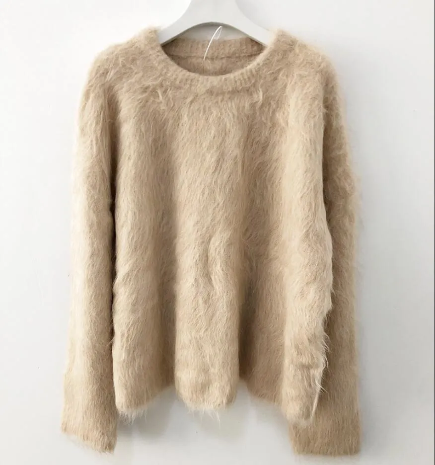 Toteme alpaca wool blended tricolor sweater with round neck wool sweater