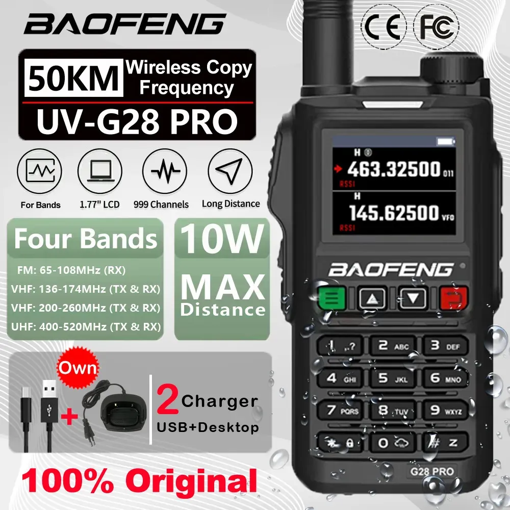 Walkie Talkie Baofeneng UVG28 Pro 10W 999 Kanal Güçlü İstasyon Avı Ham Ham Radio Kablosuz Set Alıcı VHF UHF 231030