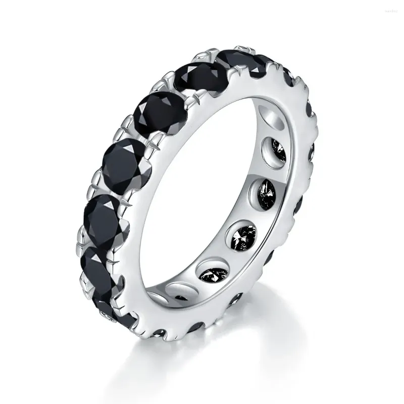 Cluster Ringen R3-0126 Lefei Mode Luxe Trend Klassieke Moissanite 4MM Zwarte Rij Ring Voor Elegante Vrouwen S925 Zilveren Partij Sieraden Charms
