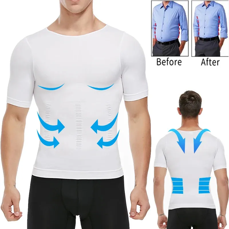 Homens Corpo Shapers Homens Compressão T-shirt Emagrecimento Corpo Shaper Postura Corretiva Barriga Controle de Barriga Modelagem Cueca Corset Shapewear Homme 231030