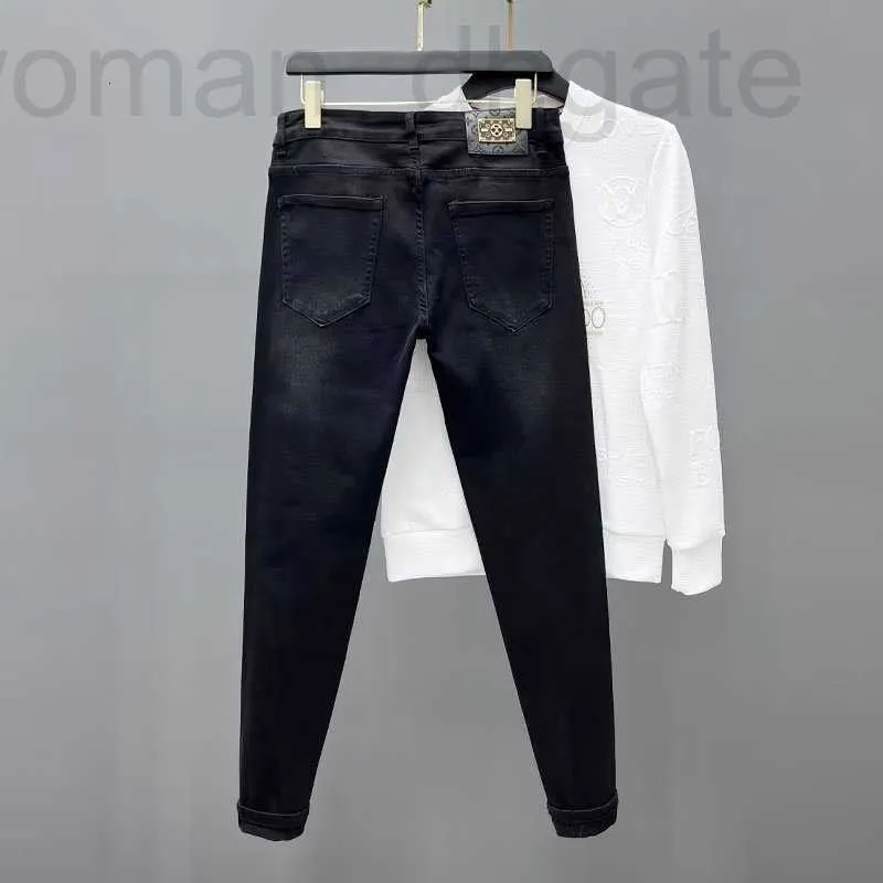 Jeans pour hommes Designer tendance coupe ample jean droit, lavé avec fermeture à glissière, pantalon d'hiver simple, petite jambe, taille moyenne, nouvelle tendance jeune 8YVJ