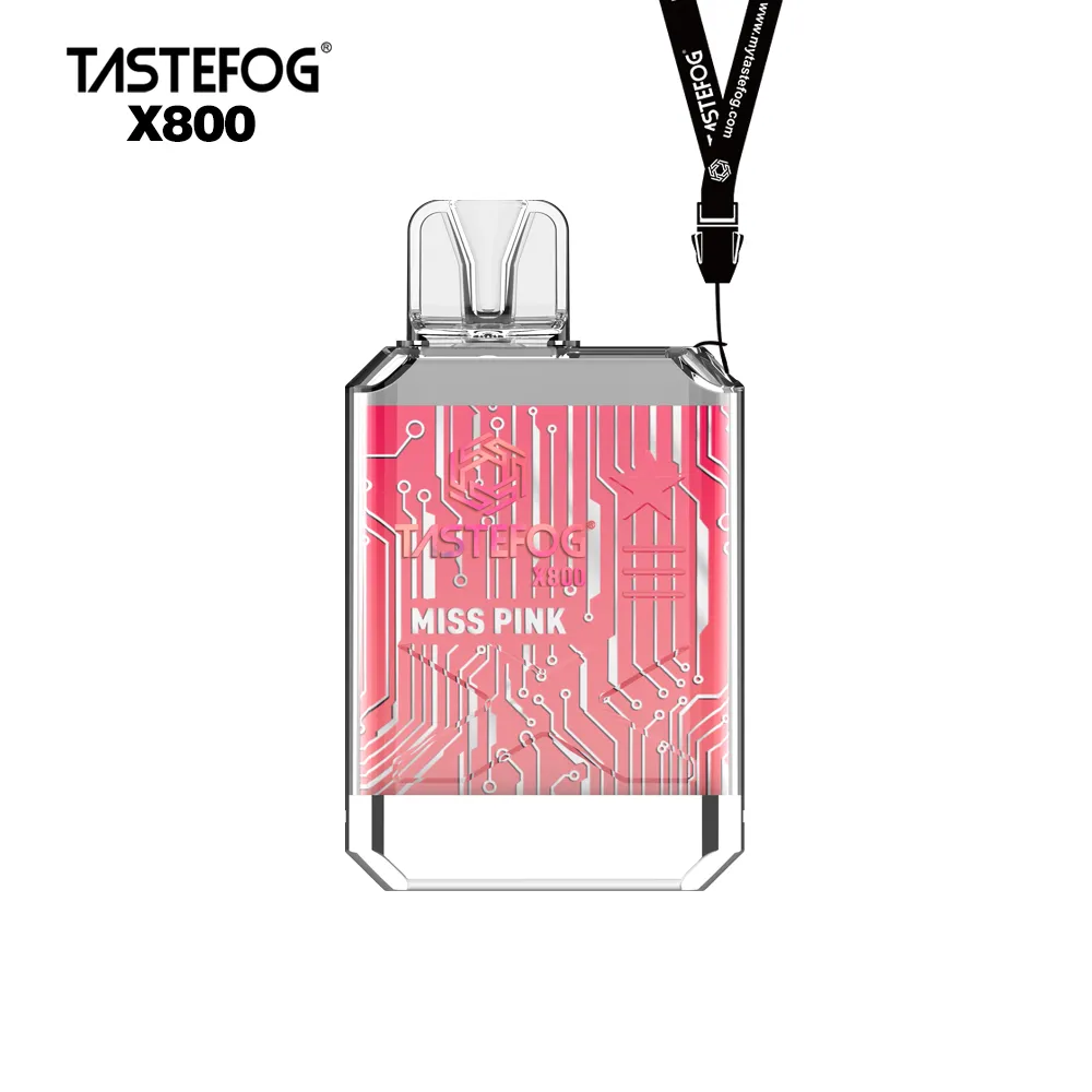 Tastefog x800パフ使い捨て蒸気ペン2％2ml 500mah 20フレーバーTPD認定LEDライト無料ストラップ配送なし税