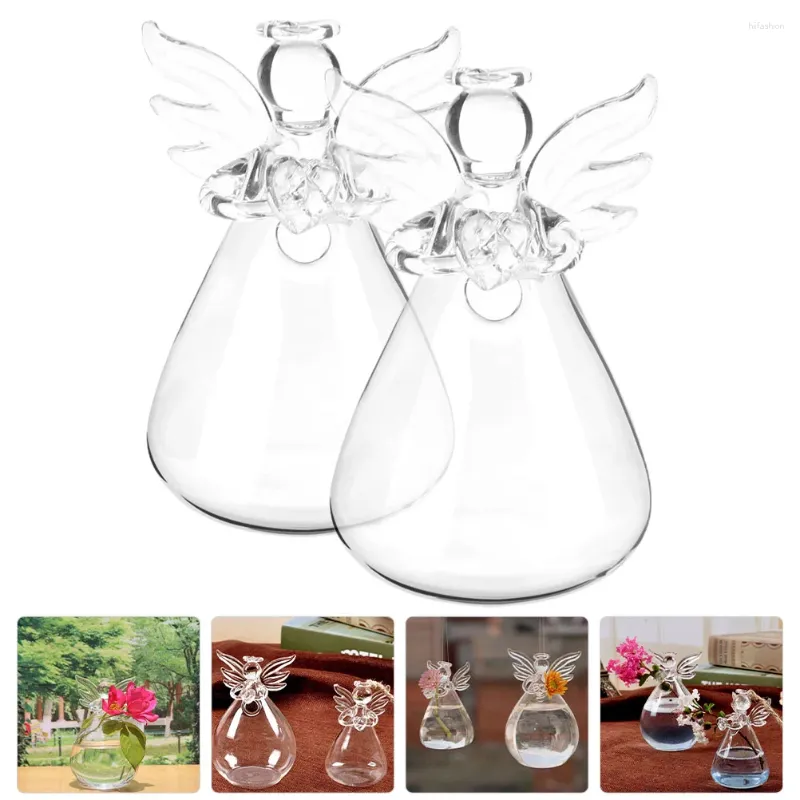 Vase Vintage Home Decor 2PCS Angel Vase Clear Glass Guardian Buds Terrarium Hydroponic Container