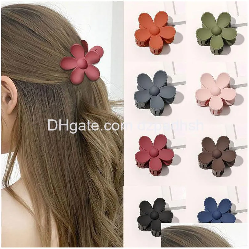 Hårtillbehör Autumn Small Flower Shaped Clips for Women Plastic Hairpins Kids Frosted Crab Claw Clip Barrette Drop Delivery Prod DH3PW