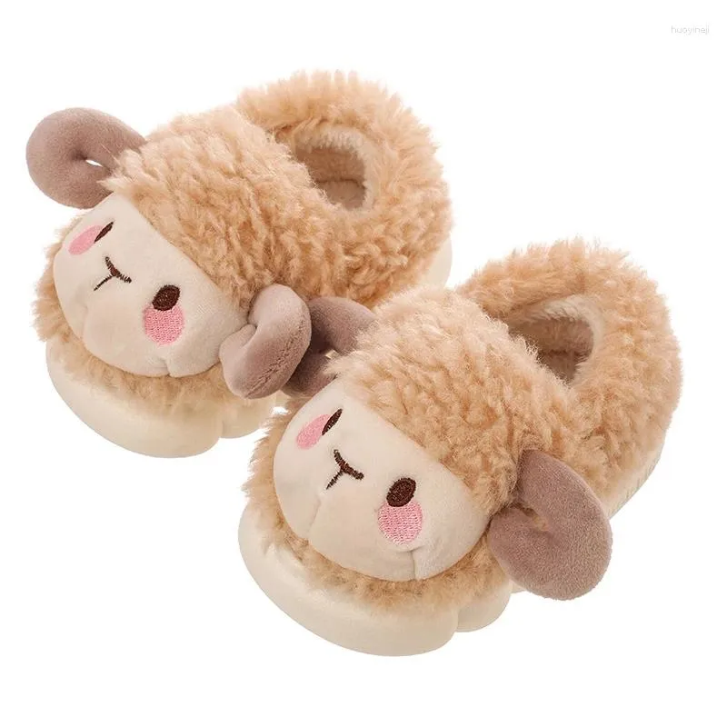 Slipper Cartoon Sheep Winter Slippers Kid Boy Girl Lovely Warm Cotton Toddler Soft Bedroom Shoes Comfortable Velvet Home Slides