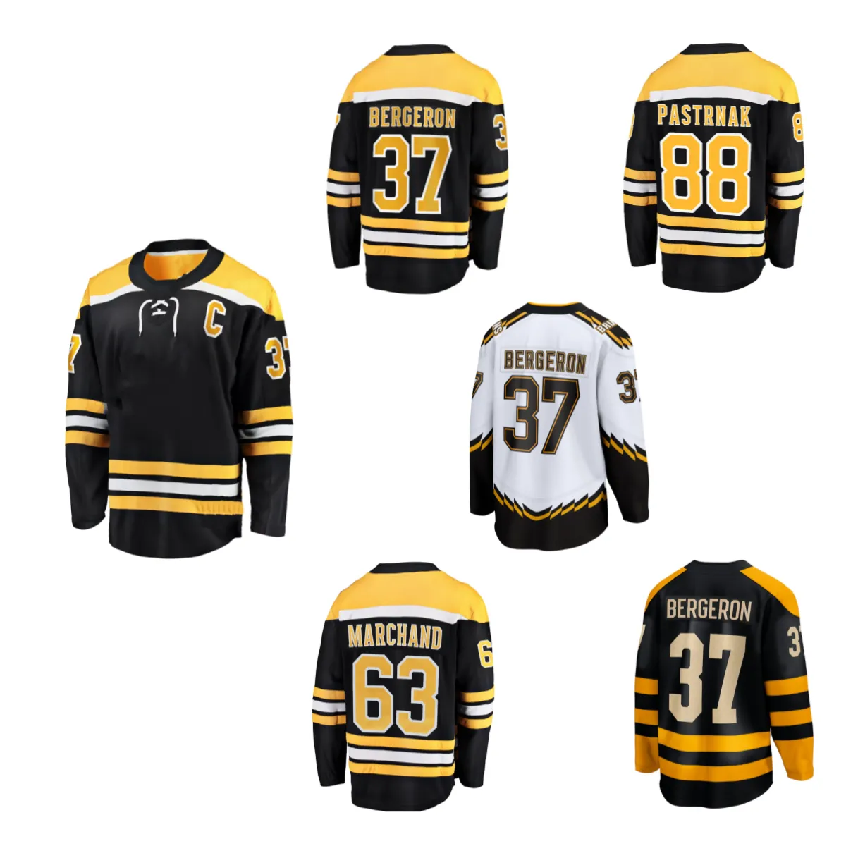 Vente en gros 32 équipes tous styles Top Ed maillots de hockey sur glace 88 David Pastrnak 37 Patrice Bergeron 63 Marchand 73 Mcavoy