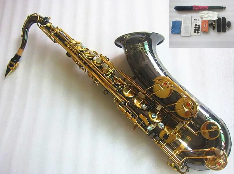 Nouveau saxophone ténor de haute qualité B plat jouant professionnellement paragraphe placage musique noir nickel or saxophone avec étui accessoires