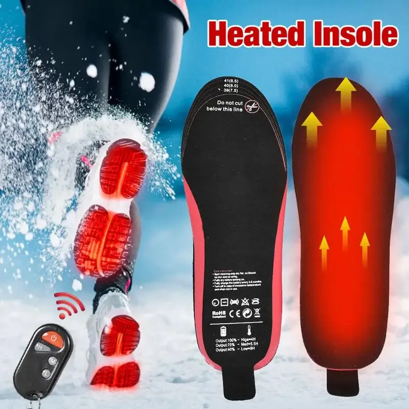 Shoe Parts Accessories Electric Heating Insoles For Winter 2100Mah Rechargeable Remote Control Heated Insole Camping Warm Foot Warmer Can Cut Shoes Pad 231027