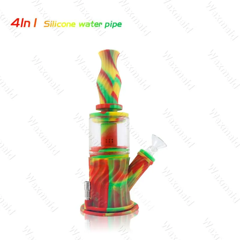 Dab Rig Silicone Water Pipe Unique Pink Heady Glass Dab Rig Colorful Percolator Bong Blandade färger grossistrabatt ZZ