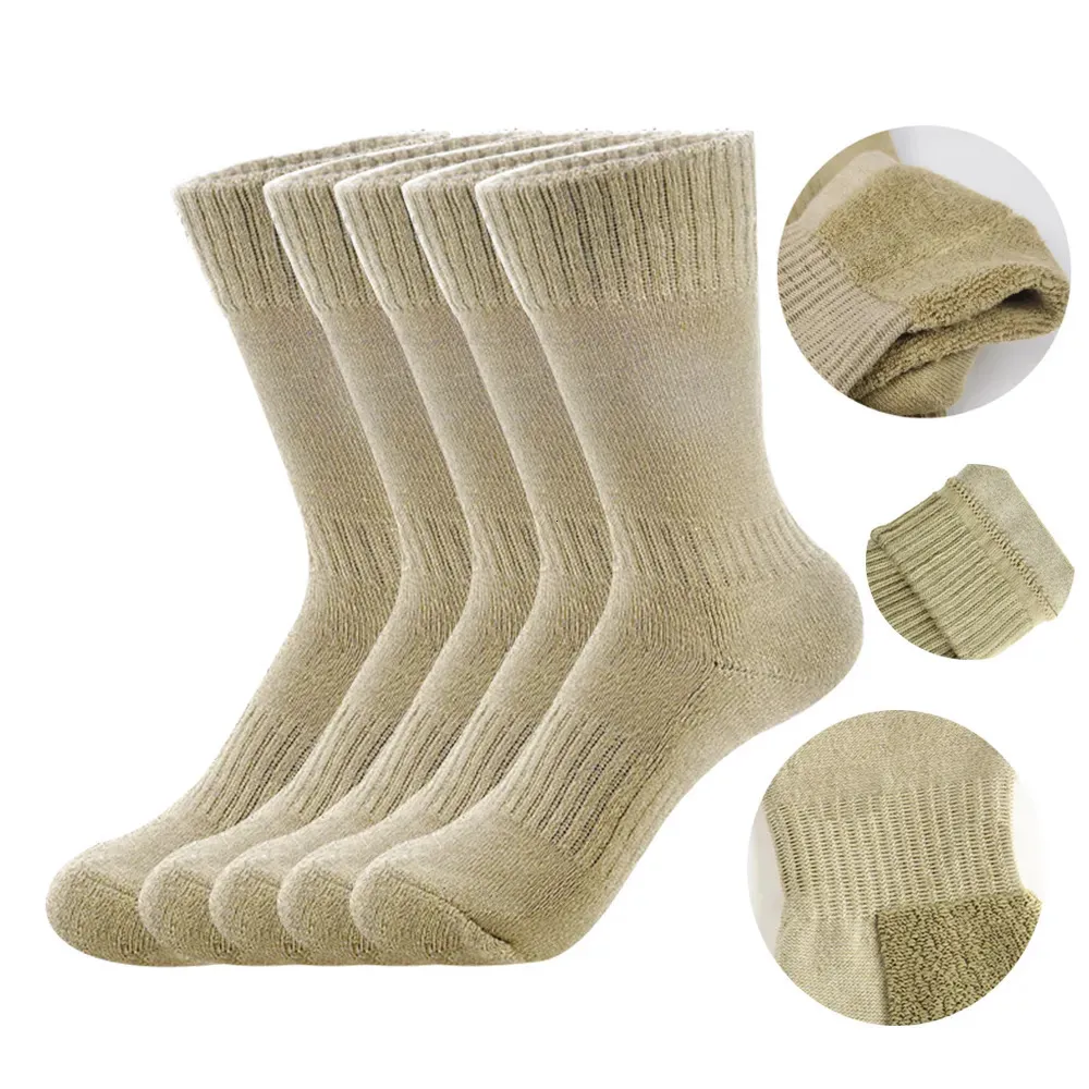 Chaussettes de sport militaires pour hommes, Train de l'armée d'hiver, évacuant l'humidité, mi-mollet, bottes de travail thermiques, randonnée Trekking, 5 paires, paquet 231030