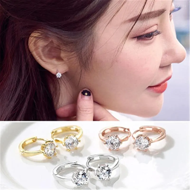 Hoop Earrings Classic Six Claw Stainless Steel Glossy CZ Tiny Cartilage Piercing Small Huggie Earring Fine Jewelry Accessories