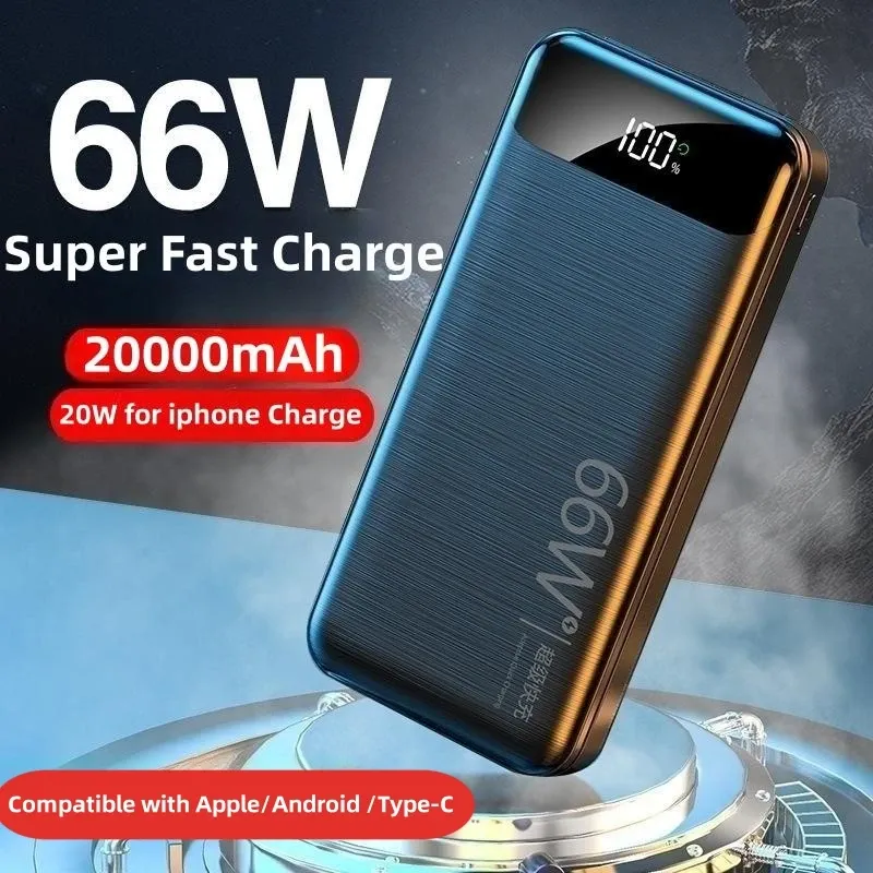 66W Super Fast Charging Power Bank 20000mAh Portable Charger for iPhone14 Samsung Xiaomi PowerBank PD20W Fast Charging PoverBank