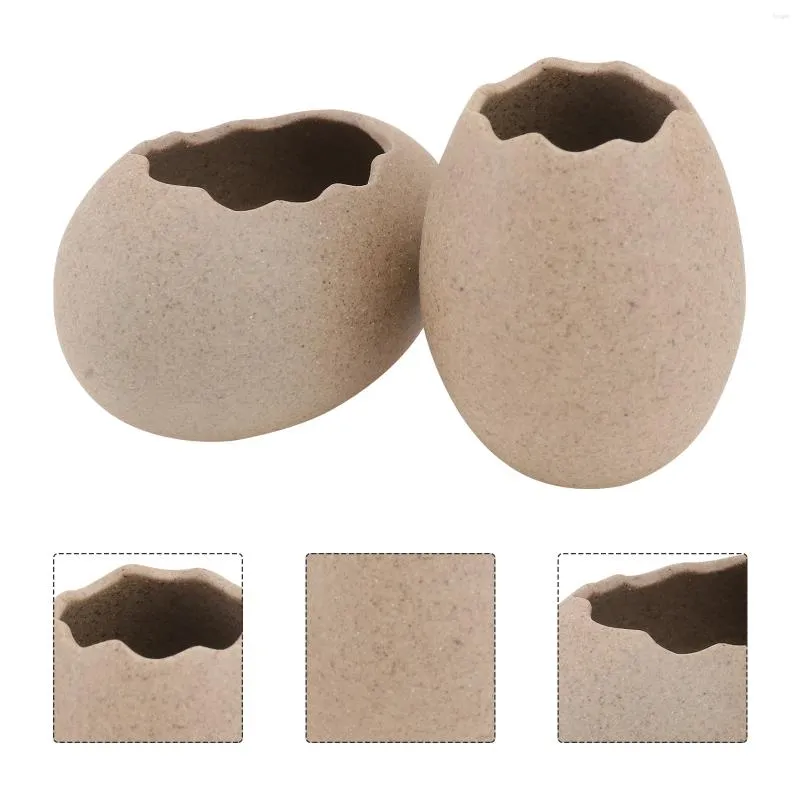 Vasen 2 PCs kleine Eierschalen -Vase -Pflanze -Wohndekorationen Einfacher Keramik -Hydrokulturpflanzenbehälter