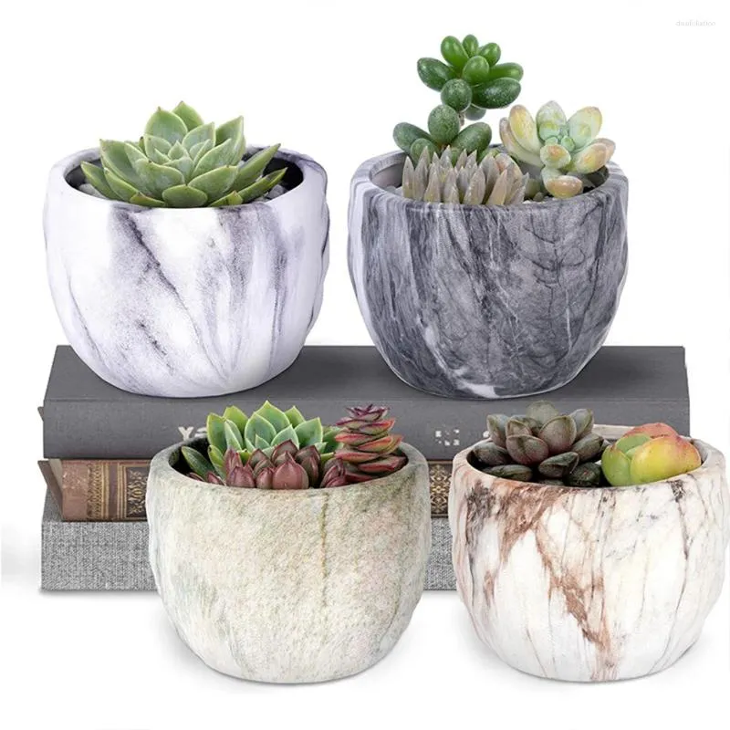 Vases 4pcs Céramique Dégradable Pot de plantes succulentes Résistant à la corrosion et durable Pas facile à déformer