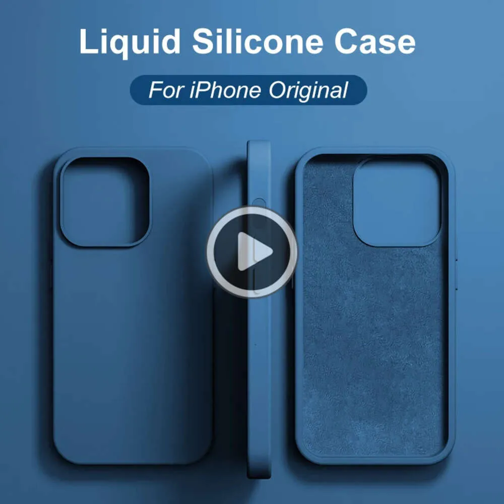 Original Liquid Silicone Case For iPhone 15 14 13 12 11 Pro Max Mini 7 8 6 6s Plus X XR XS Max Shockproof Soft Cover Accessories