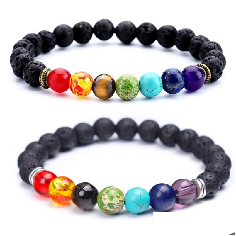 Charm Bracelets 7 Chakra Bracelet Irregar Natural Stone Amethyst Healing Crystal Nce Beads Reiki Buddha Prayer Yoga For Wome Dhgarden Dh8Tj