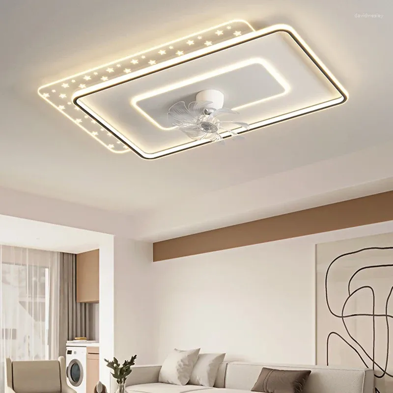 Decorazione della stanza Lampadario artistico a led Lampada a sospensione Luce Camera da letto moderna Ventilatore a soffitto pieghevole Controllo soggiorno