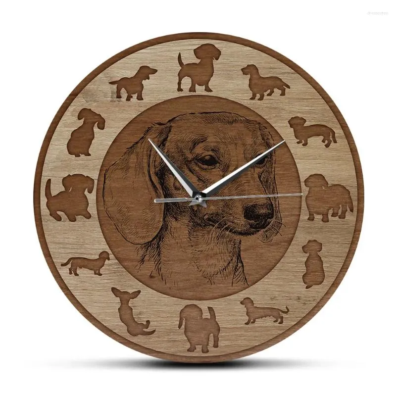 Orologi da parete Bassotto Orologio da stampa moderno Negozio di animali Arredamento per soggiorno Cane Wiener Razza animale Silenzioso Sweep Opera d'arte al quarzo