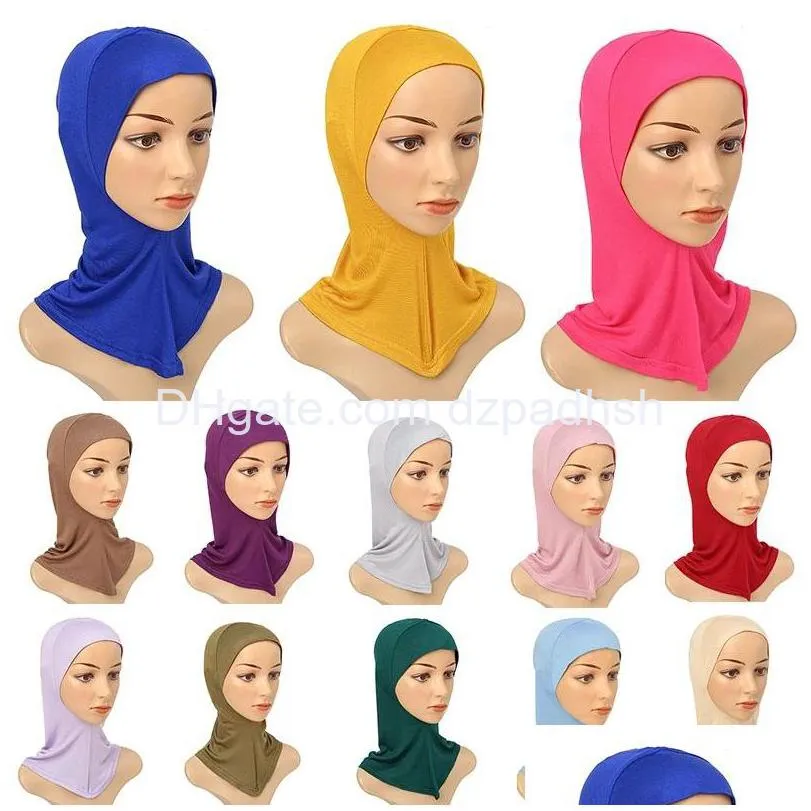 Acessórios de cabelo Moda Muçulmana Underscarf Mulheres Inner Hijab Caps Algodão Lenços Turbante Cor Sólida Lenço Islâmico Turbante Drop Dhbec