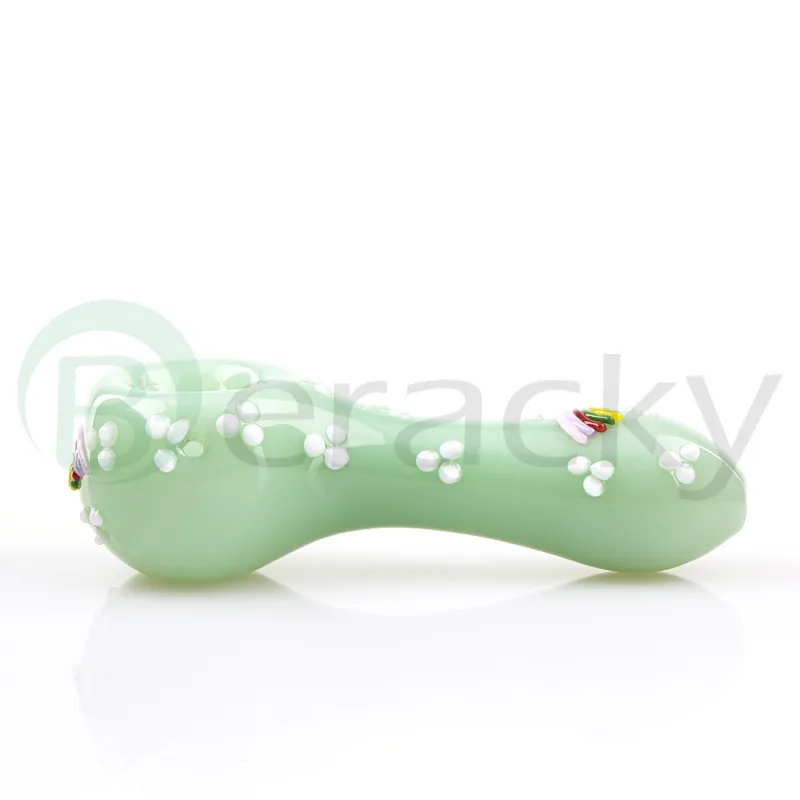 Pipa de humo Pipas de mano Rainbow Spoon de 4,7 pulgadas con detalles florales