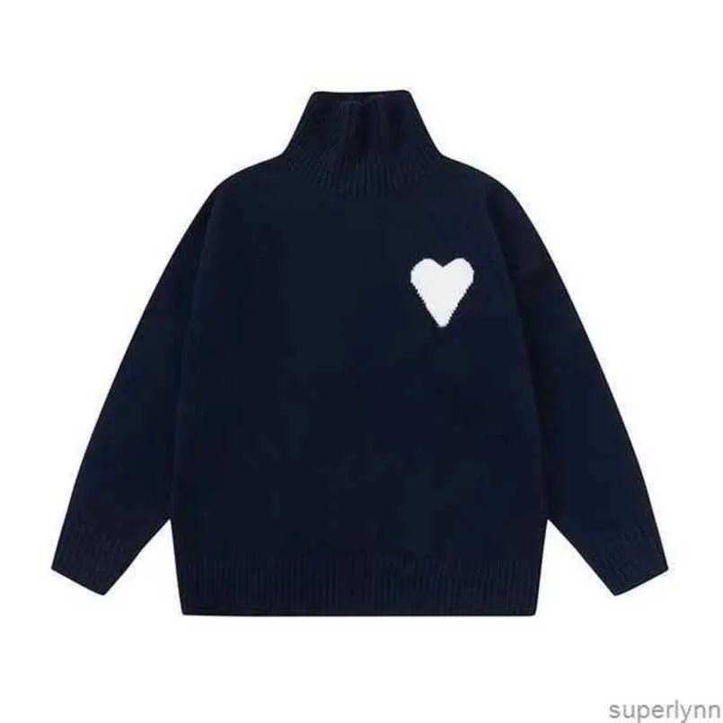 Amis AM I Collier Homme Mode Amisweater Pull Designers Femme Haute Pulls à col roulé Marques de luxe Cardigan Tricot O Cou Femmes Lettre Vêtements à manches longues SX2C