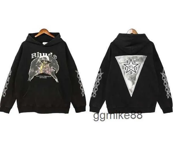 Толстовка Rhude с капюшоном High Street Varsity Basketball Puffer Hoodies с вышитыми буквами и свободными худи-бомберами Oversize 2 HTXC