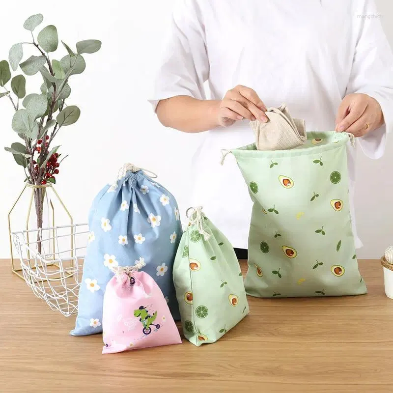 Shopping Bags Polyester Cotton Casual Folding Reusable Storage Bag Portable Drawstring Outdoor Travel Shoes Clothes Sports Organizer Pack