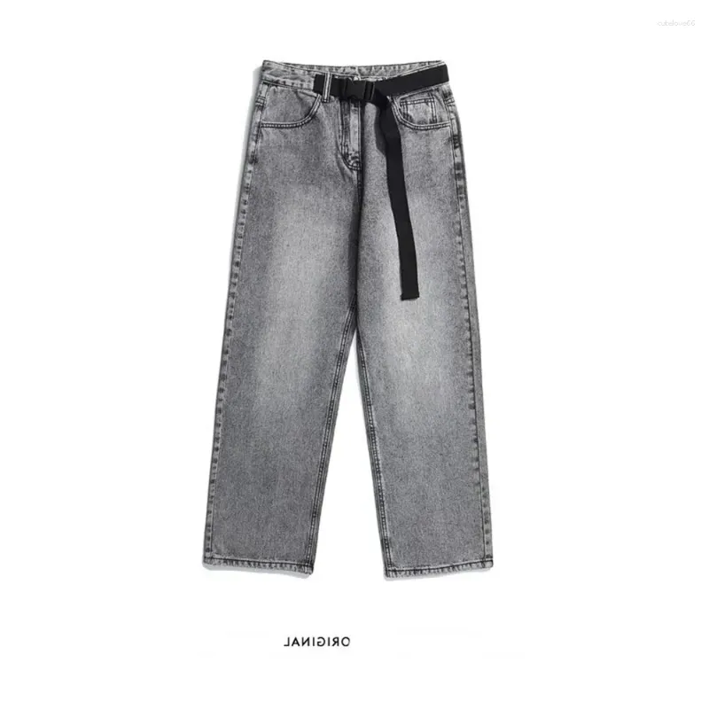 Męski Jeans Street Denim Trendy Hip-Hop Pase Lose Pasping Spodnie z odzieżą roboczą Prosta rurka szerokie legalne wszechstronne długie