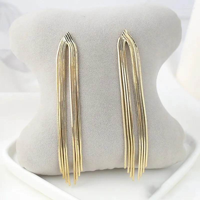 Stud Earrings Needle Women's Long Tassel Super Fairy Temperament Korean Personality Online Celebrity Hipster Show Face Thin