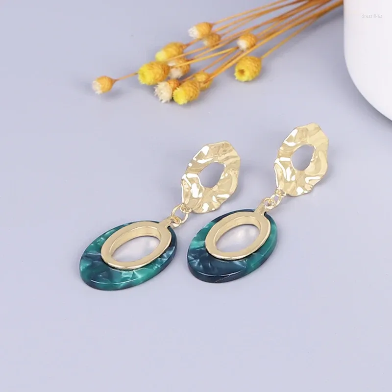 Boucles d'oreilles pendantes en acrylique pour femmes, bijoux coréens géométriques faits à la main, style bohème, Vintage, or coloré, vente en gros, 2023