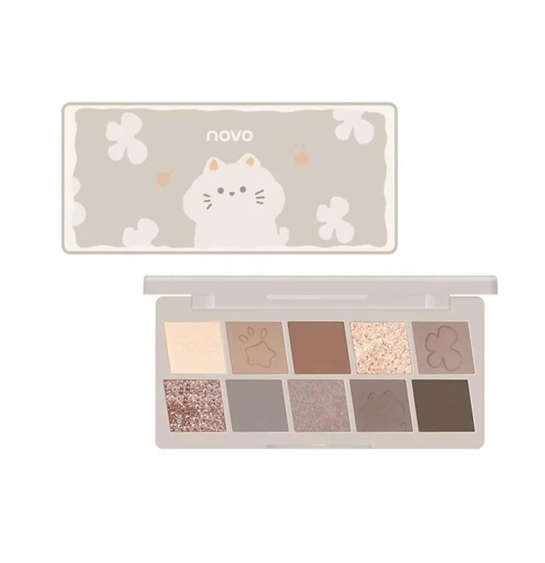 Süße Lidschatten-Palette, 10 Farben, matt, schimmernd, glitzernd, langlebiges Tier-Cartoon-Make-up, geeignet für den Alltag und Festivals, als Geschenk für 5949613