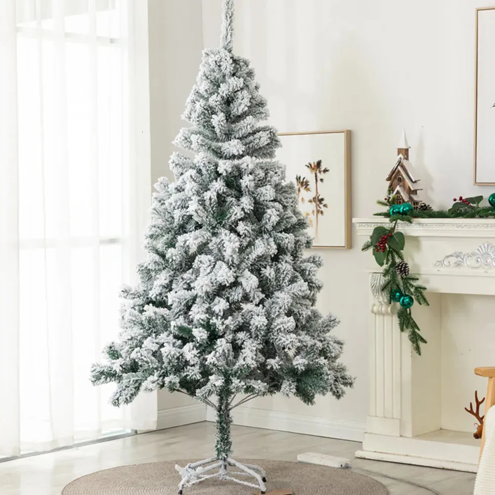 Decorazioni natalizie 60 cm Albero di Natale bianco floccato fiocco di neve Decorazione dell'albero di Natale ornamenti decorazione del desktop centro commerciale forniture per feste 231027