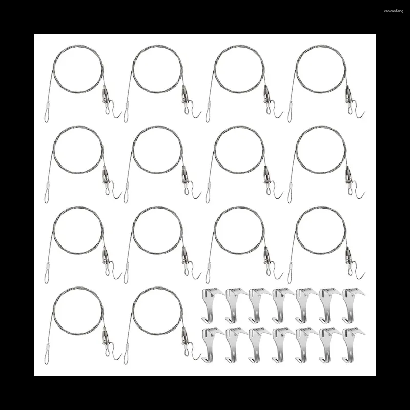 フック頑丈な画像レールハンギングシステム88 lb（40 kg）最大荷重容量調整可能なワイヤーキット3フィートの長さのケーブルループ付きケーブル