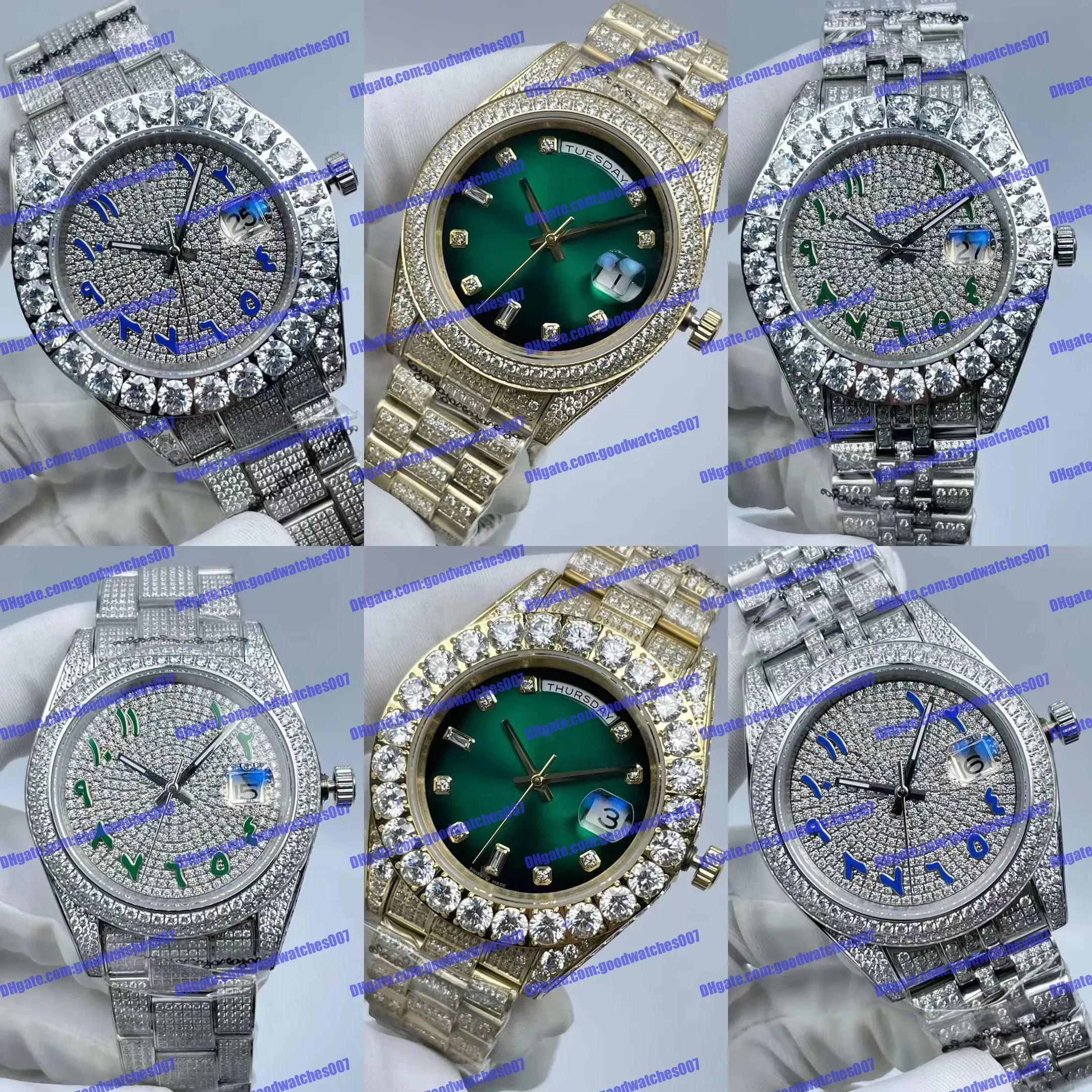 6 modello Top Maker 128238 Orologio da uomo 41mm 218399 126333 Quadrante con diamanti a stella piena Quadrante con diamanti verdi Lunetta Bracciale in vetro zaffiro CAL.2813 Movimento Automatico Orologi da uomo