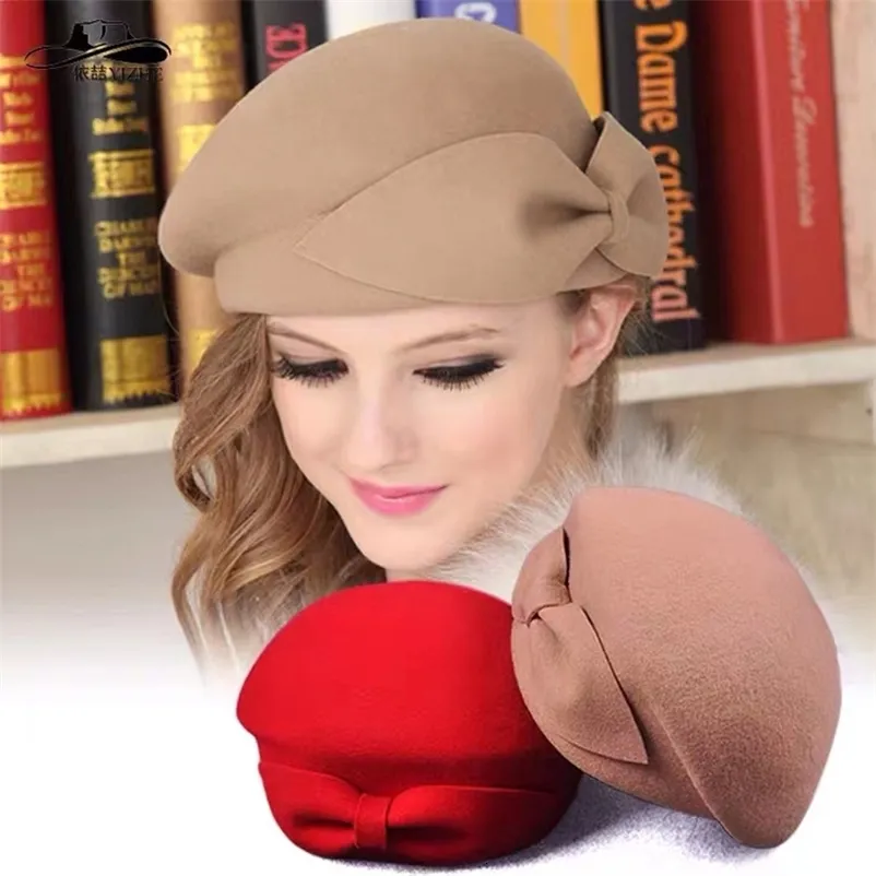 Berets oZyc 100% Wolle Vintage Warme Wolle Winter Frauen Baskenmütze Französisch Künstler Beanie Hut Kappe Für Süße Mädchen Geschenk Frühling und Herbst Hüte 231027