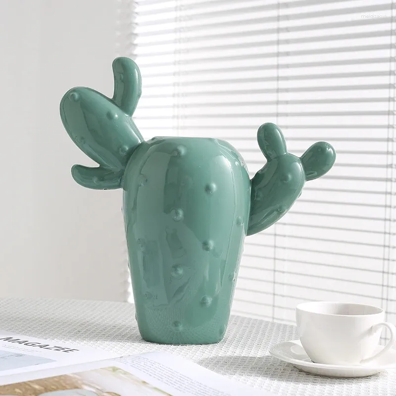 Vases Cactus vert Vase en céramique décoration de bureau arrangement de fleurs minimalisme porcelaine fleurs pots moderne décor à la maison