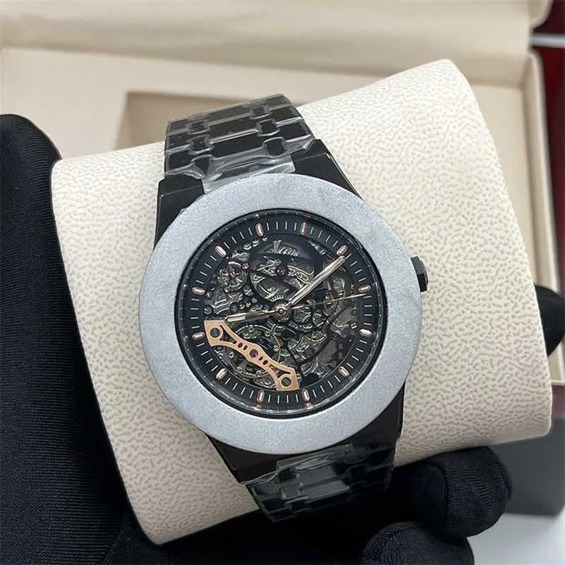 Black Skeleton Ap Men's Watch Automatic Mechanical Watch Men's Watch 41mm Diver Sports Steel Band 5 ATM Movement Watch Montre de Luxe