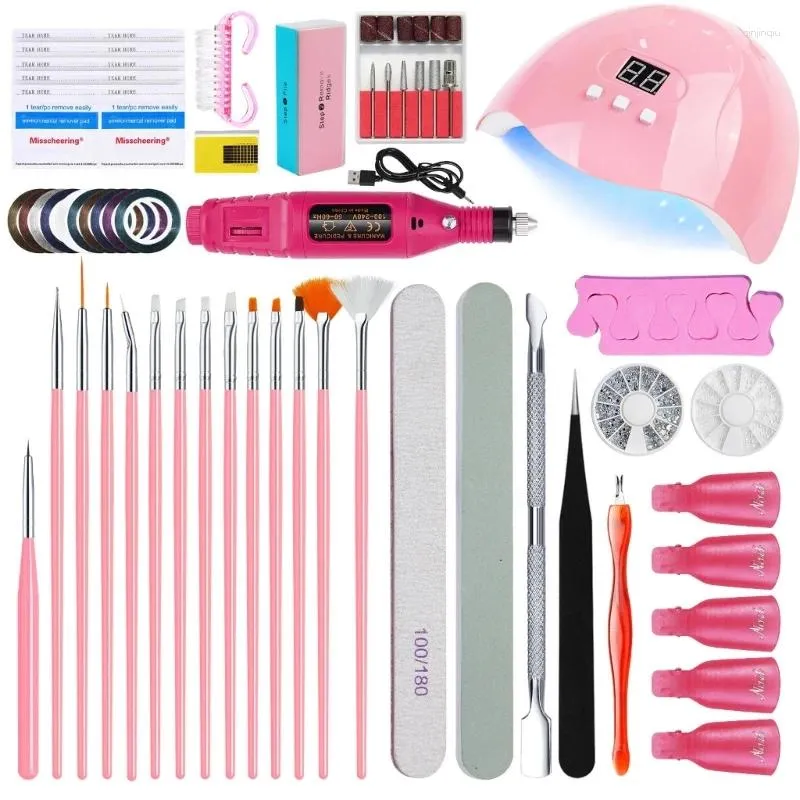 Nail Art Kits UV LED Lamp With Electric Drill 3D Acrylic Gel Dryer Light DIY Supplies